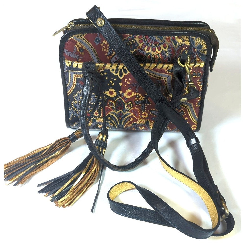 New Striking Patricia Nash Handbag Multicolor Leather Top Handle & Cross Body